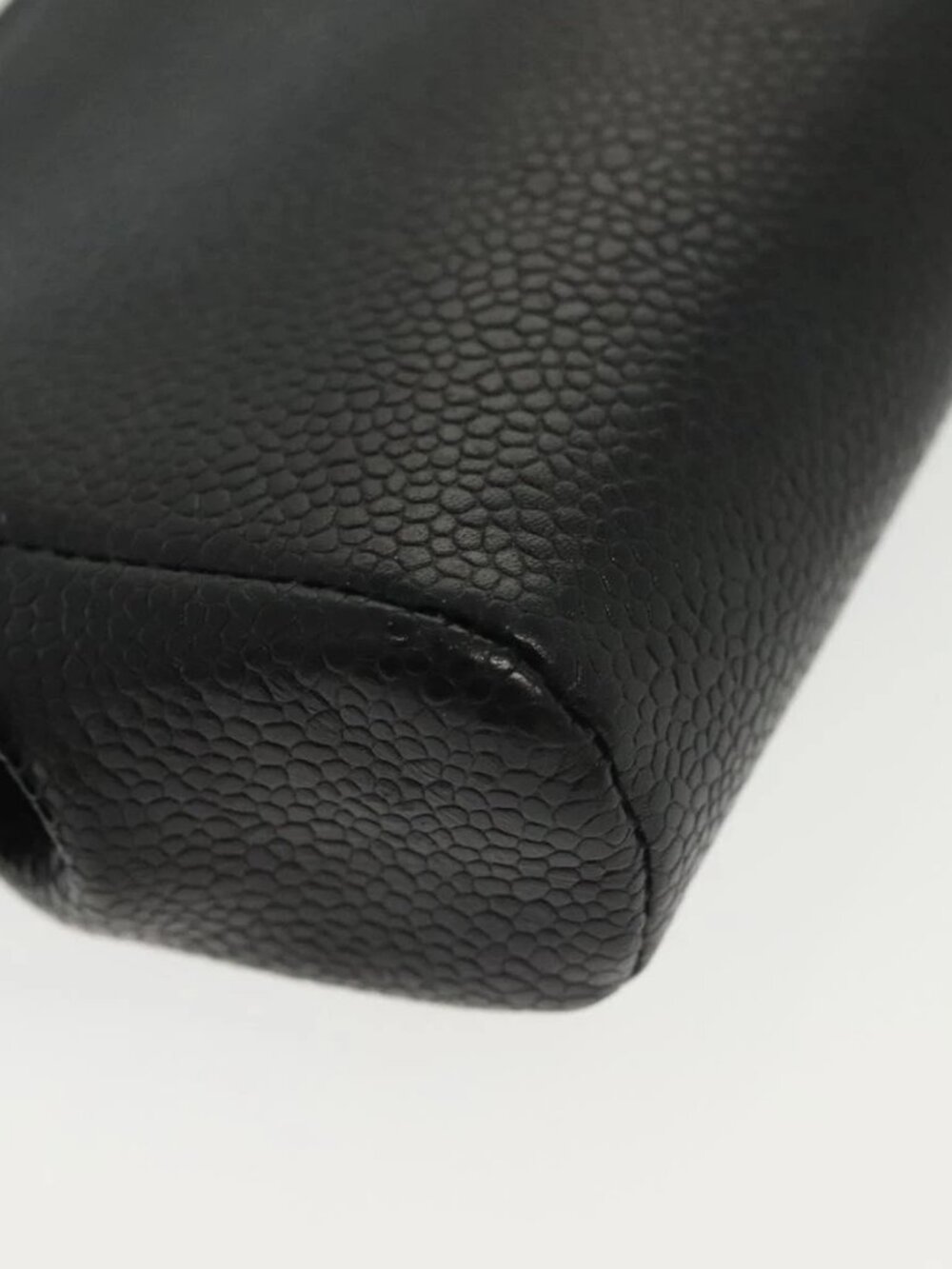 CHANEL Pouch Grained Calf Skin Black Gold CC Auth bs28771 - Picture 14 of 16